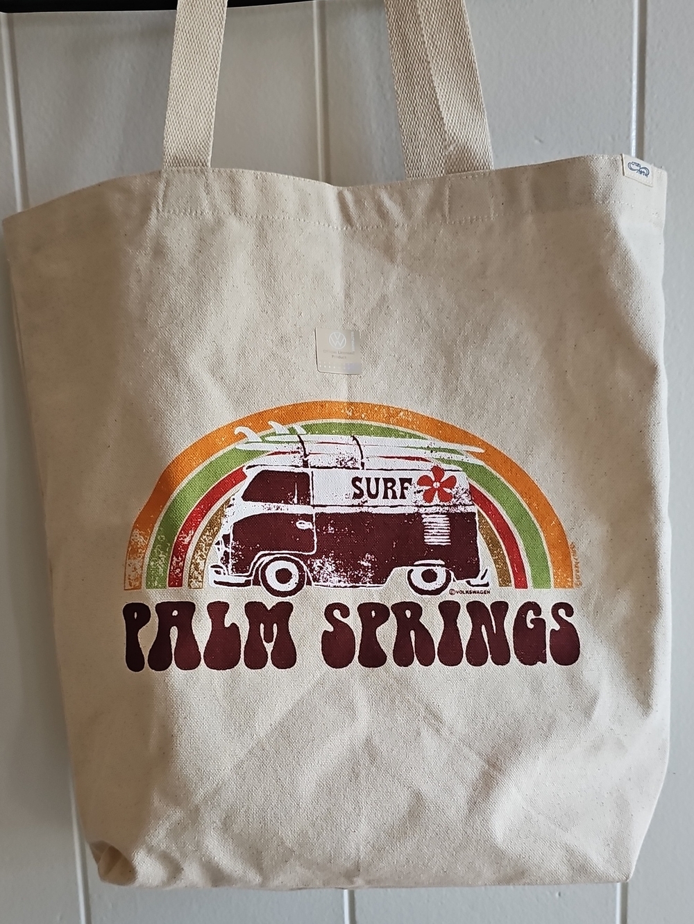 Palm Springs Surf Canvas Tote Bag in Natural